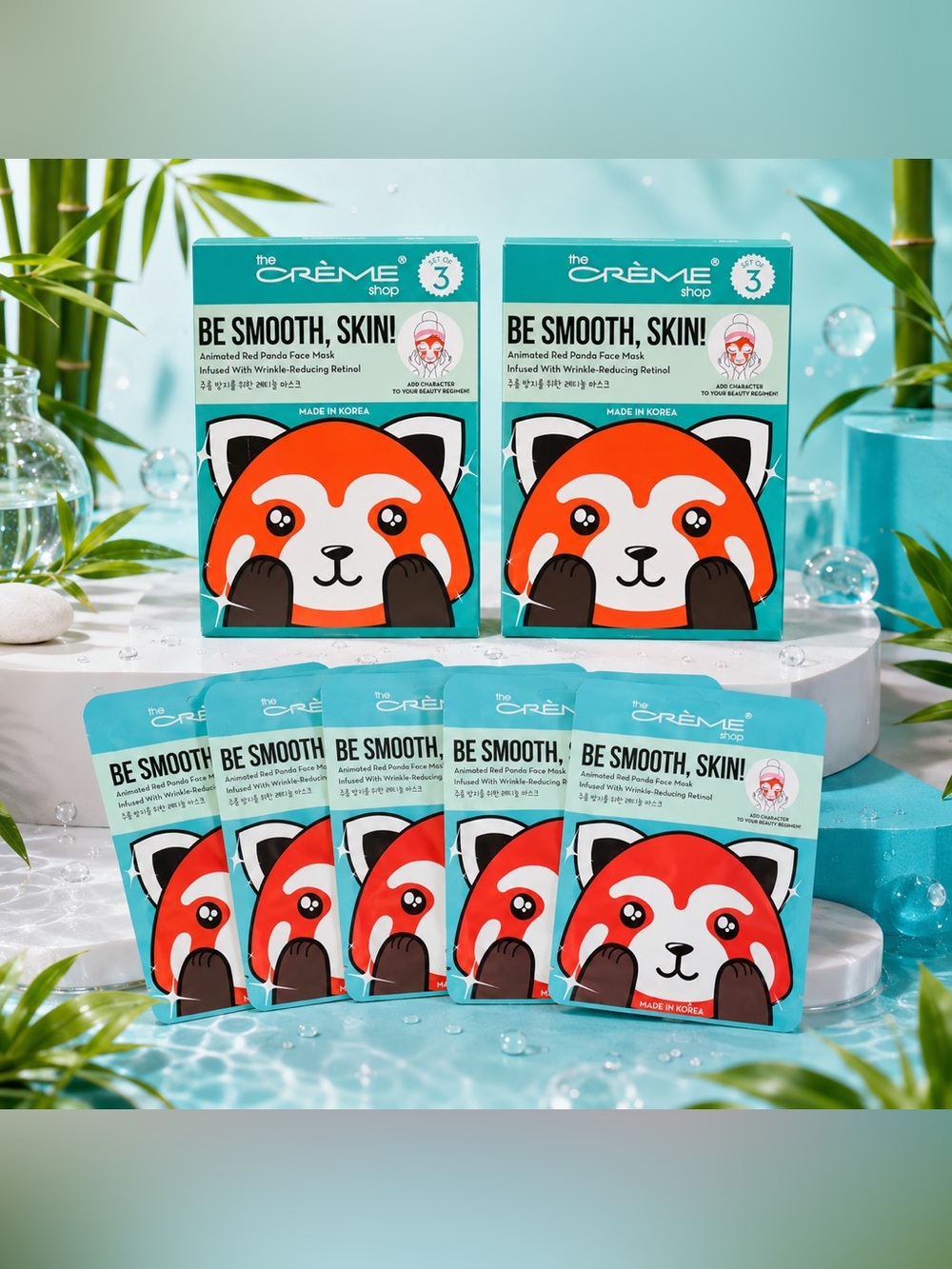 The Crème Shop Be Smooth, Skin! Red Panda Face Masks-2 boxes-6 masks